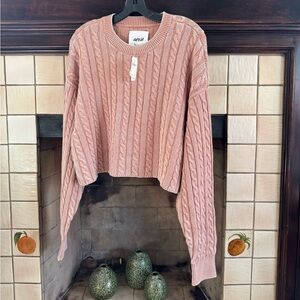 NWT Aerie Cropped Cable Knit Sweater